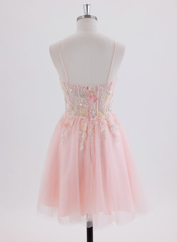 A-line Short Tulle Homecoming Dress With Sequins